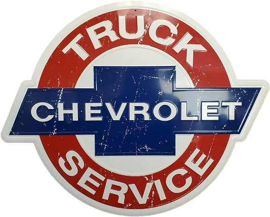 SYC2 Chevy Truck Service 24 Inch Round Sign, Blue