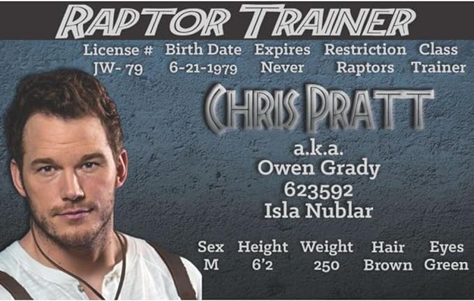 Parody ID | Chris Pratt Driver’s License | Fake ID Novelty Card | Collectible Trading Card Driver’s License | Novelty Gift for Holidays | Made in The USA