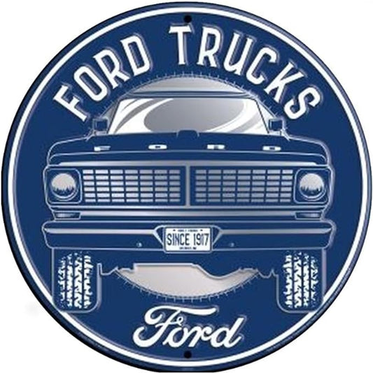 Large Round Sign | Ford Trucks Sign | 24” Diameter | Embossed Aluminum Sign | Made in the USA