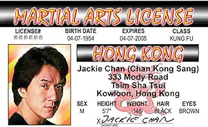 Parody Driver’s License | Jackie Chan ID | Fake ID Novelty Card | Collectible Trading Card Driver’s License | Novelty Gift for Holidays | Made in the USA