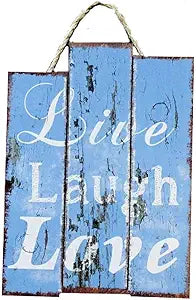 WS35001 Live Laugh Love Wood Sign, Blue