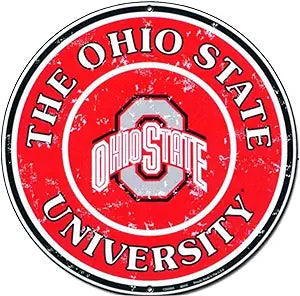 Large Round Sign | Ohio State Uni Sign | 24” Diameter | Embossed Aluminum Sign | Made in the USA