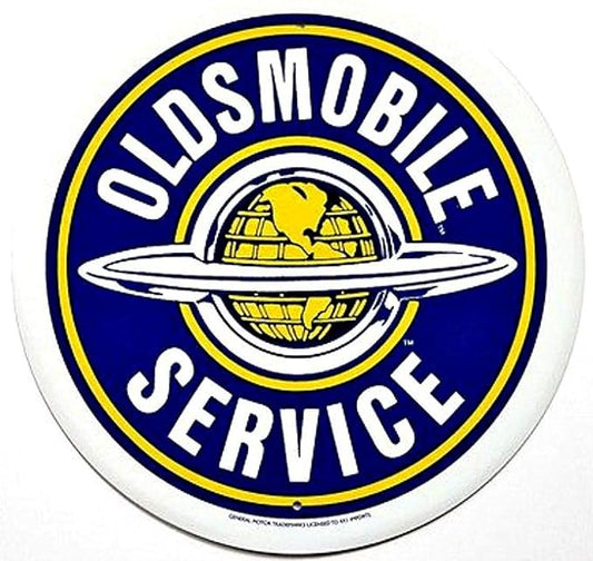 Large Round Sign | Oldsmobile Service Sign | 24” Diameter | Embossed Aluminum Sign | Made in the USA