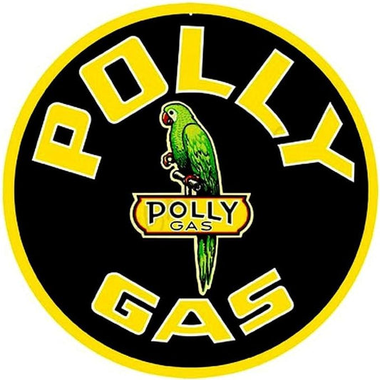 SCRD123 Polly Gas 24 inch Large Round Sign, Yellow