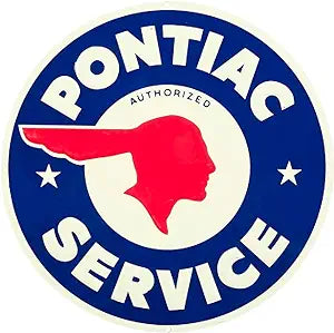 SCRD64 Pontiac Service 24 inch Large Round Sign, Blue