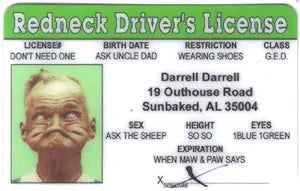 Parody ID | Redneck Driver’s License | Fake ID Novelty Card | Collectible Trading Card Driver’s License | Novelty Gift for Holidays | Made in The USA