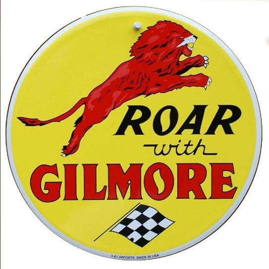 Large Round Sign | Gilmore Gas Sign | 24” Diameter | Embossed Aluminum Sign | Made in the USA