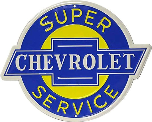 SYC3 Chevy Super Service 24 Inch Round Sign, Blue