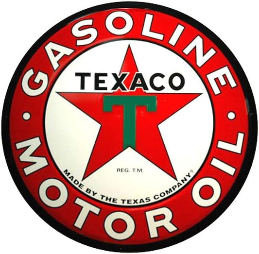 SCTX7 Texaco Logo Lg 24 inch Large Round Sign, Red