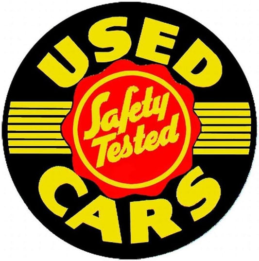 SCRD9 Used Cars, 24 inch Large Round Sign, Yellow