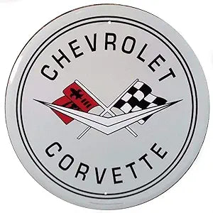 SCRD8 Corvette 24 inch Large Round Sign, Grey