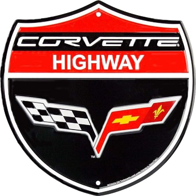 SY0062 Corvette Highway 24 inch Die Cut Sign, Red