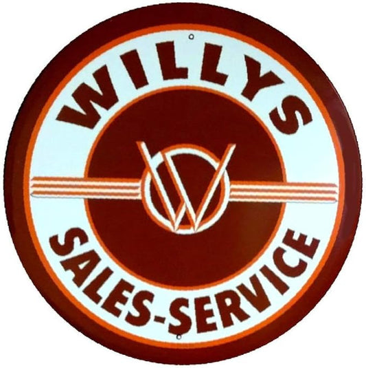 SCRD29 Willy's 24 inch Large Round Sign, Maroon